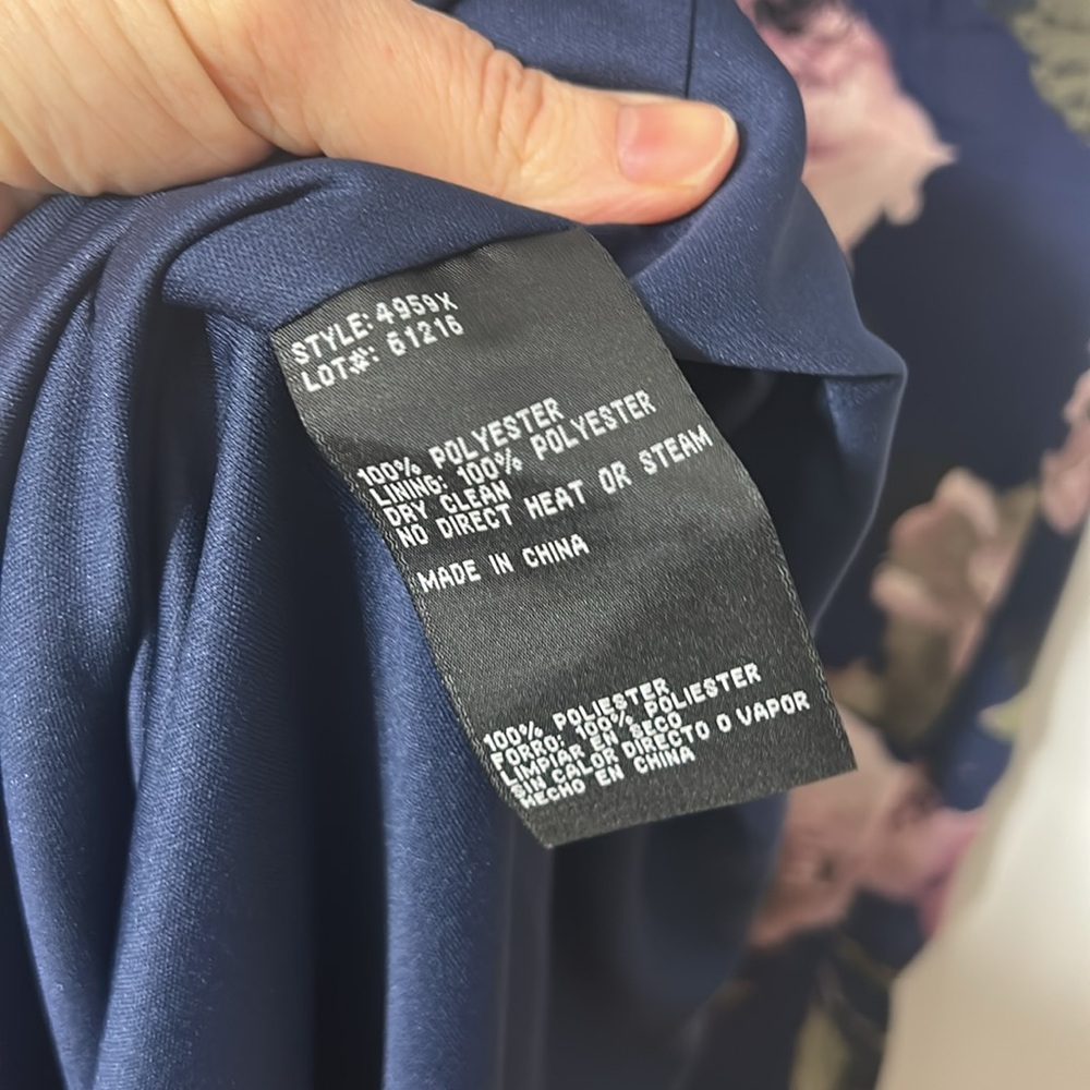 Xscape Navy Floral Chiffon Gown NWT - Picture 7 of 7